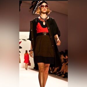 Milly of New York sz6 cotton&cotton lined navy brown orange textured dress USA